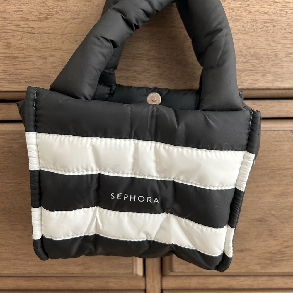 Sephora Black and White Puffer Cosmetic Bag
